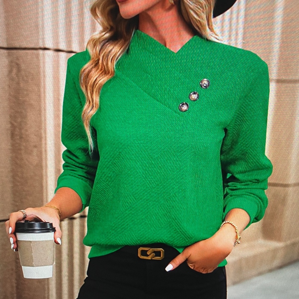 Gray Button-Detail Women's Sweater